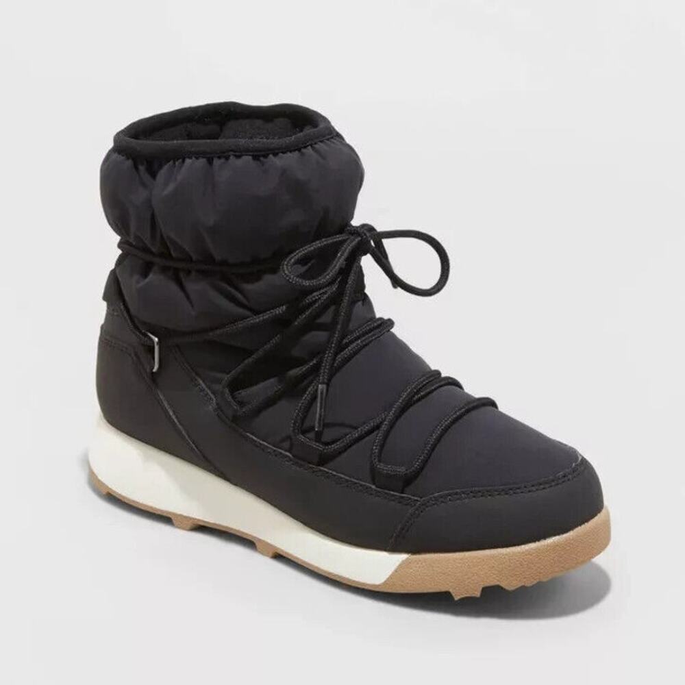 NEW All in Motion Women's Cara Winter Boots Lace Up Ankle Boots- Black Size 10 - Picture 4 of 6